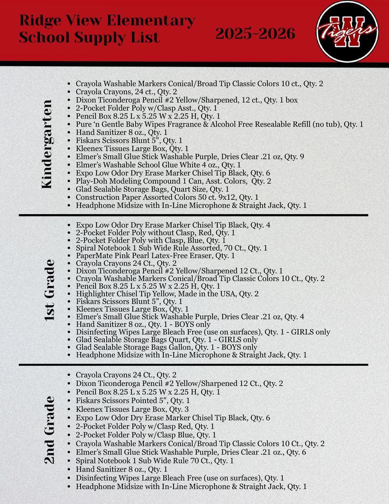 School Supply List