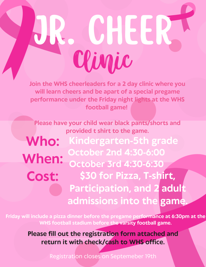 WHS Jr. Cheer Clinic October 2 & 3
