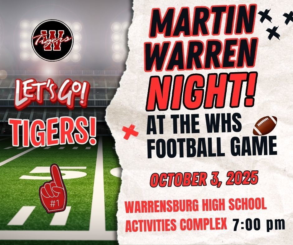 Martin Warren Night at WHS Football Game October 3, 2025 at 7:00 pm