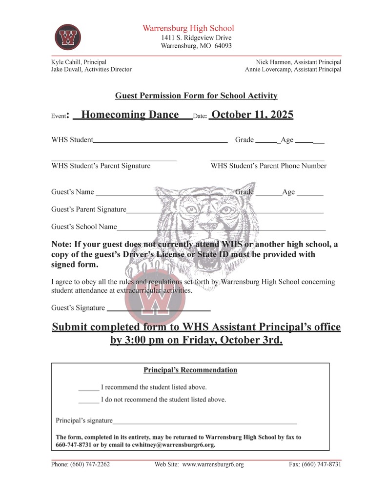 homecoming guest form