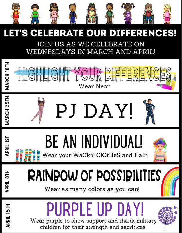 Celebrate our differences spirit days