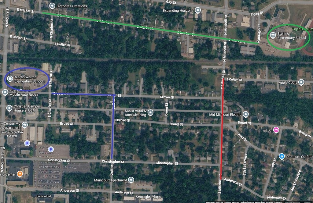 Road Map showing alternative routes