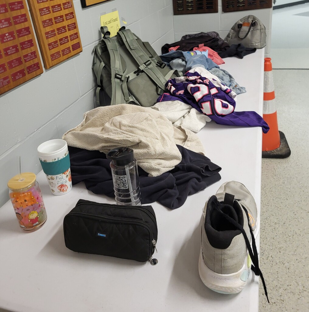 A reminder to have your student check the lost and found often, as items are already piling up. . .