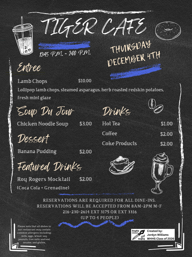 Tiger Cafe menu december