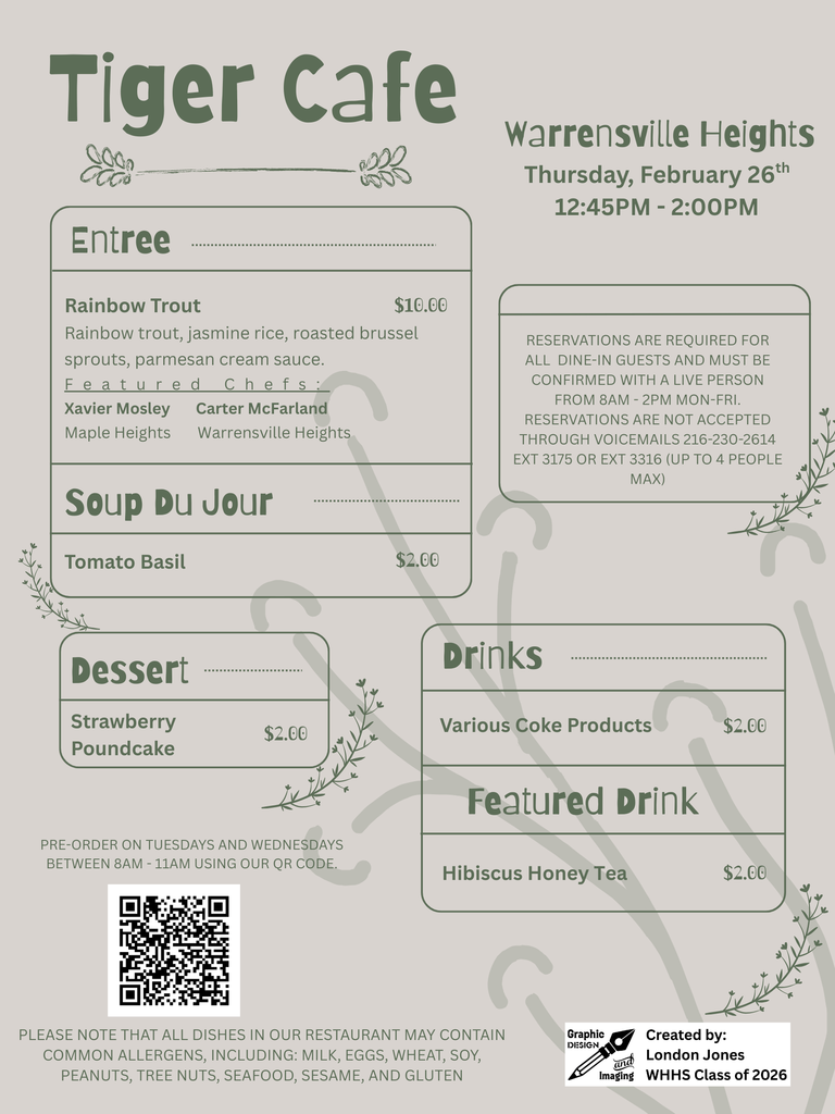 Flyer for Tiger cafe 