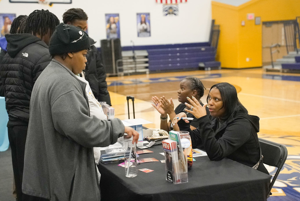 student at career fair