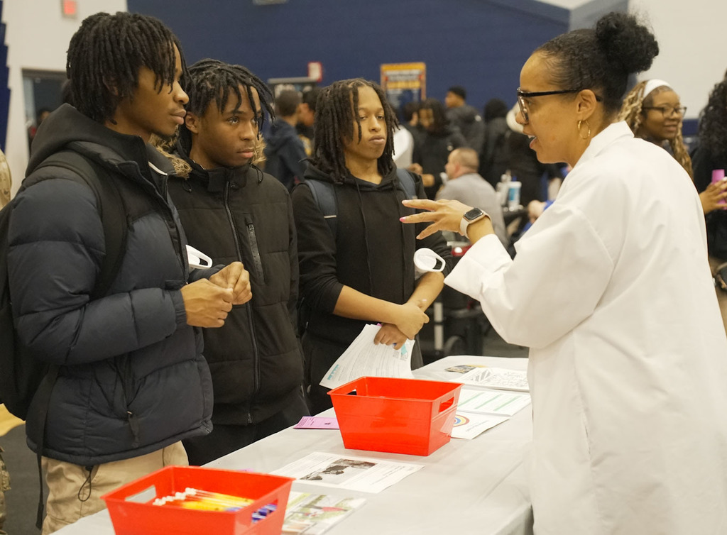 student at career fair