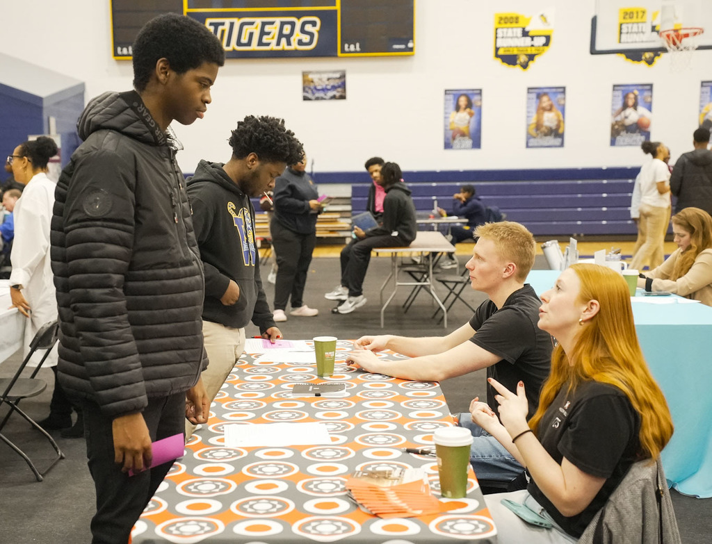 student at career fair