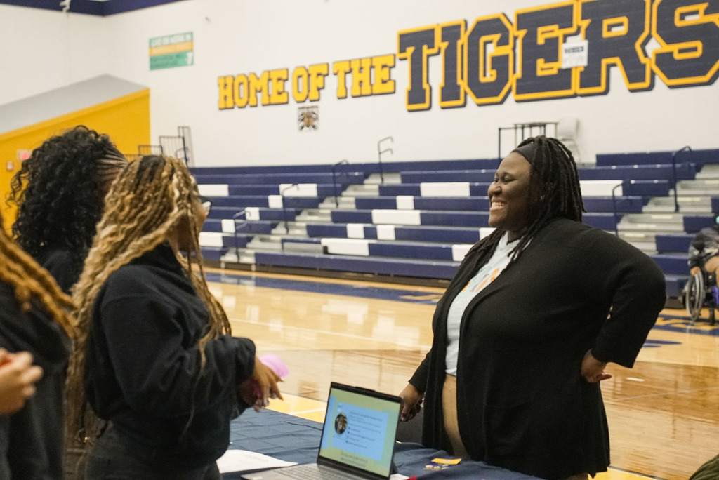 student at career fair