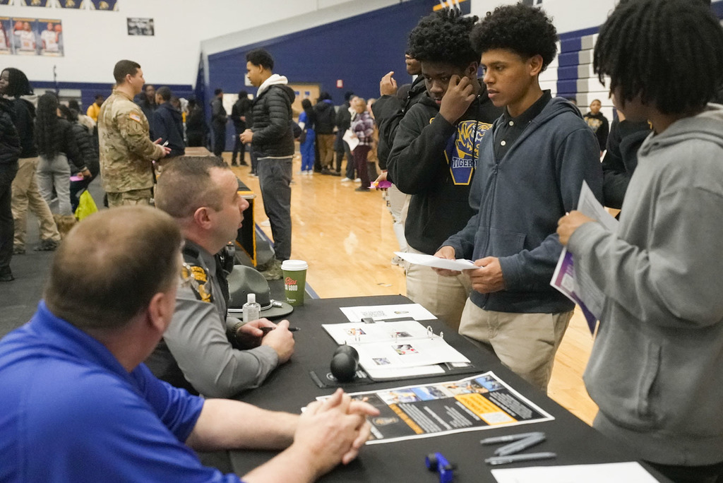 student at career fair