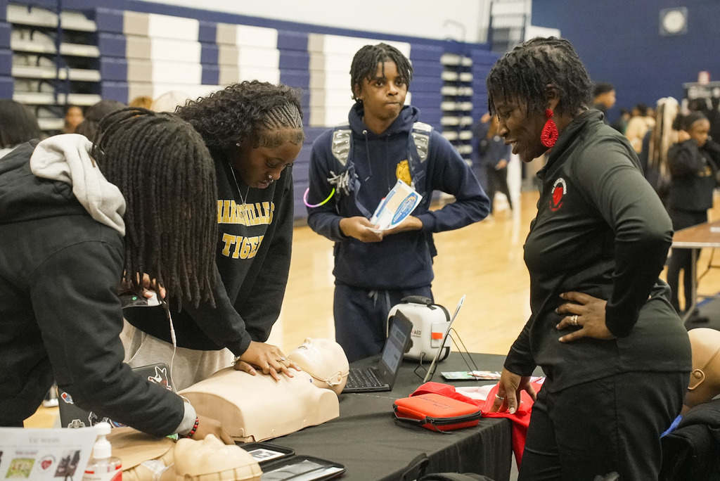student at career fair