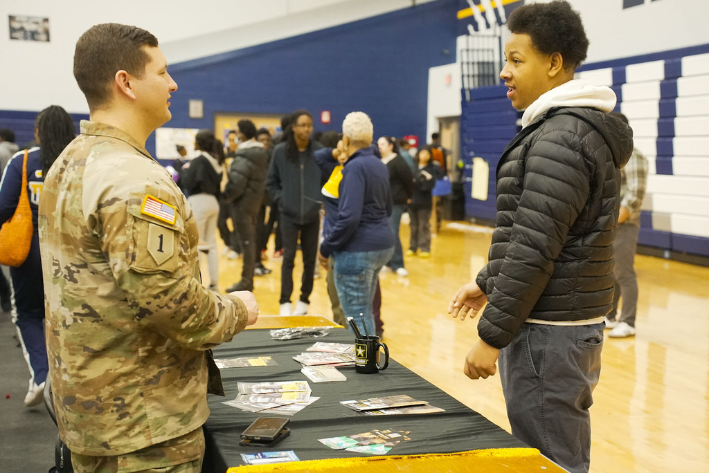 student at career fair