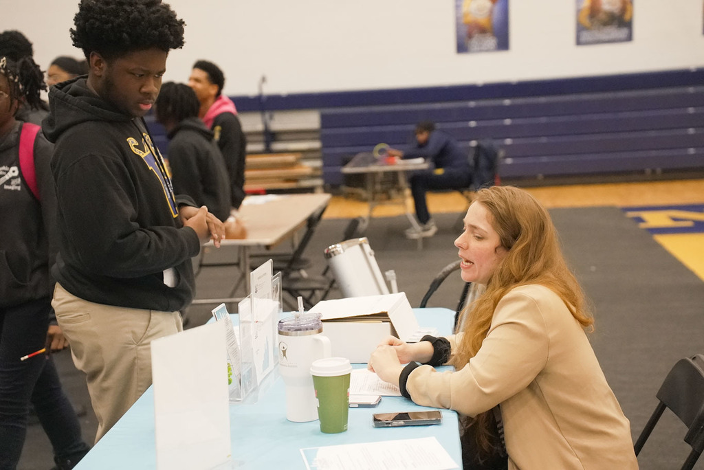 student at career fair