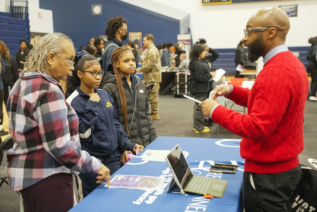 student at career fair