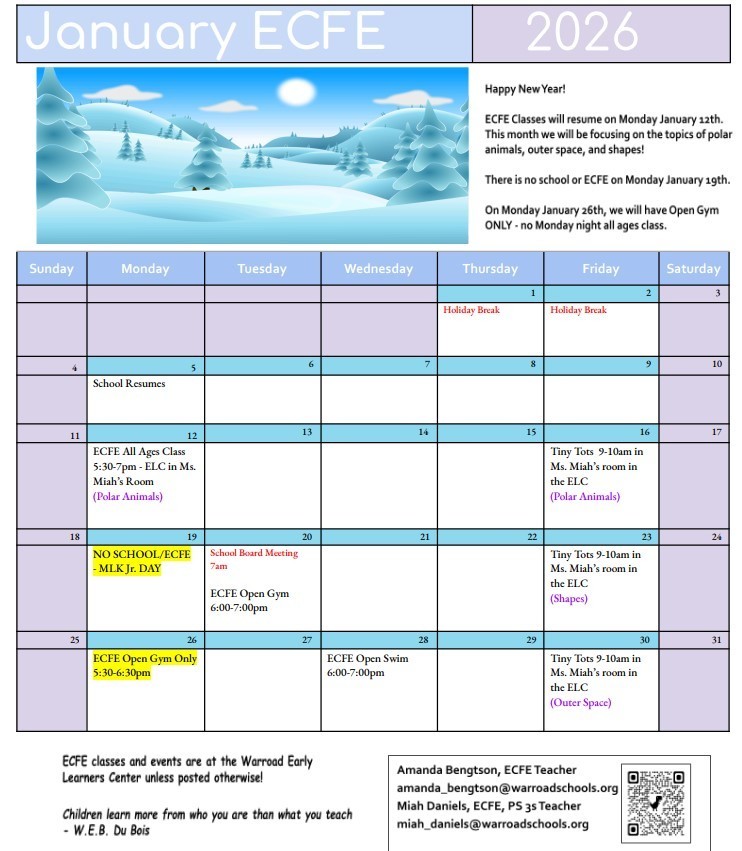 January 2026 ECFE Calendar!