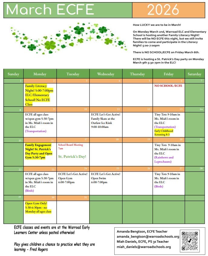 March ECFE Calendar!