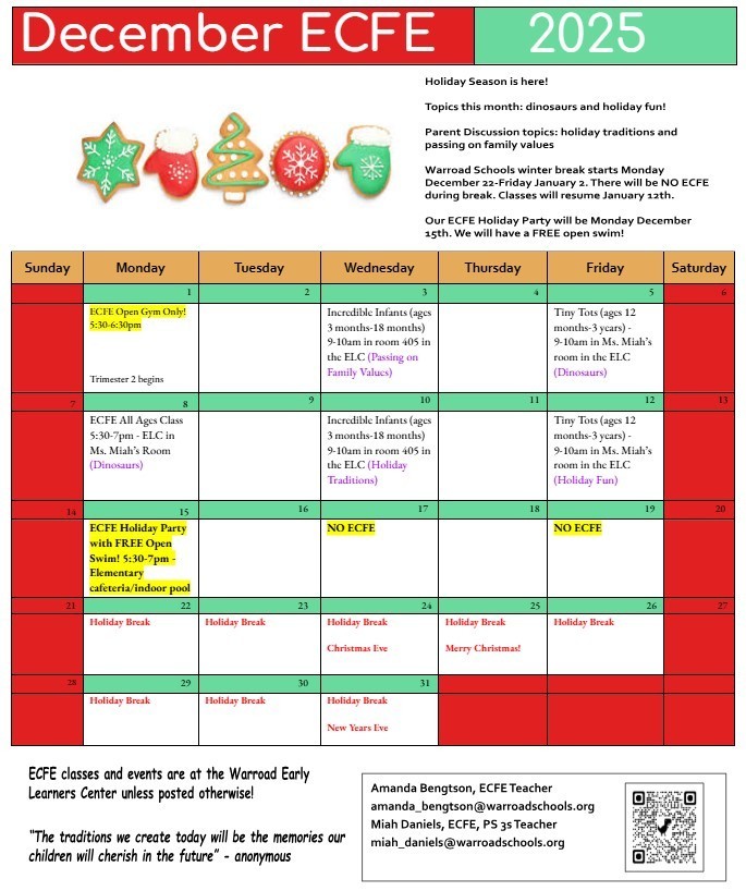 ECFE December Calendar