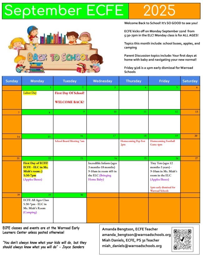September 2025 ECFE Calendar