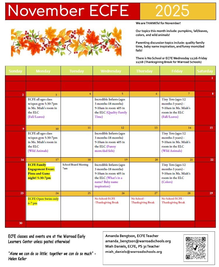 November ECFE Calendar!