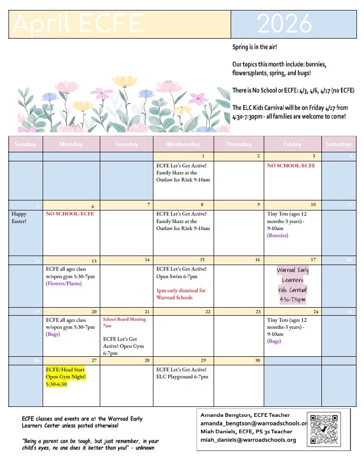 April ECFE Calendar