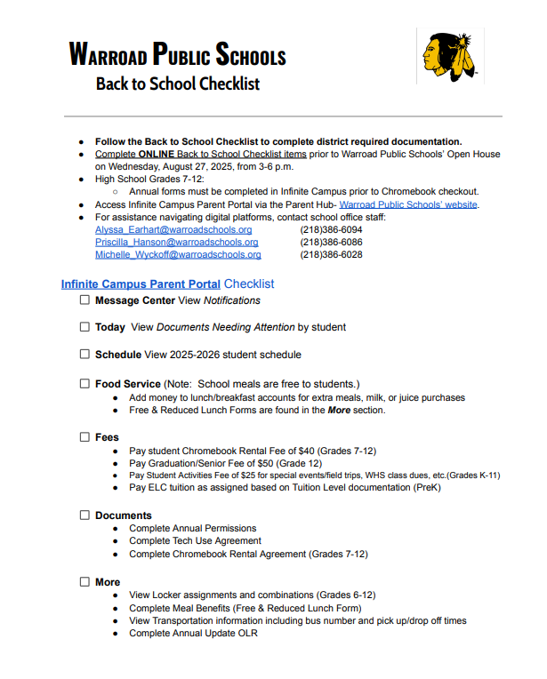 Back to School Checklist
