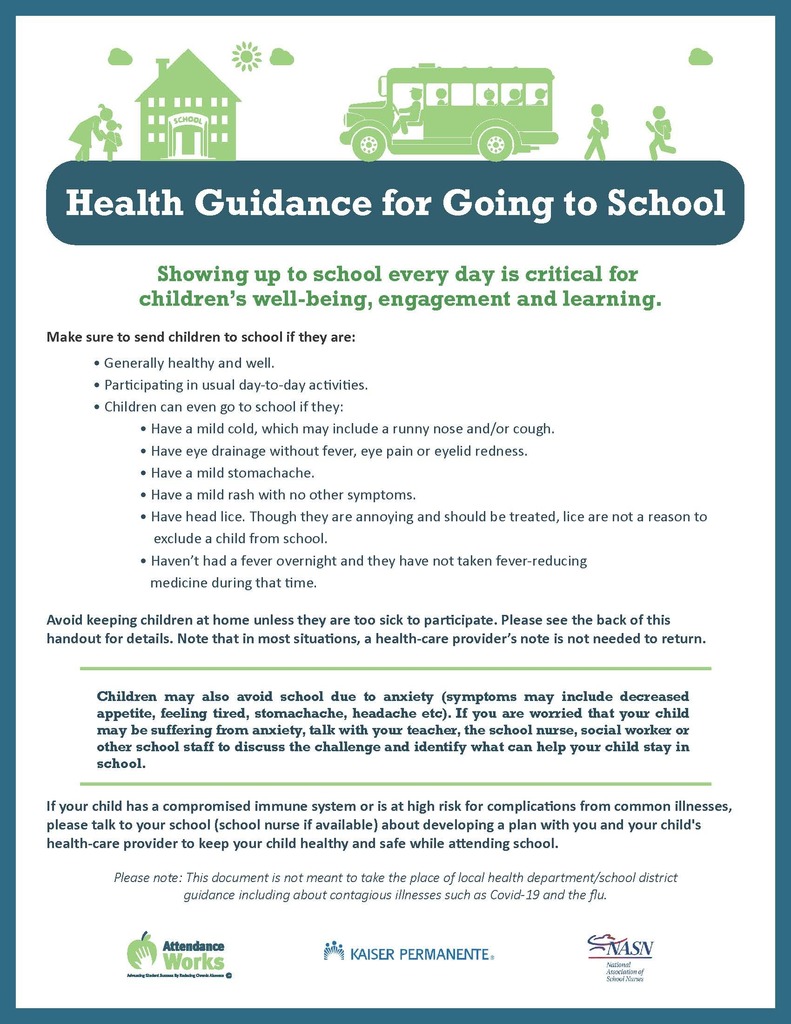 Health Guidance for Going to School