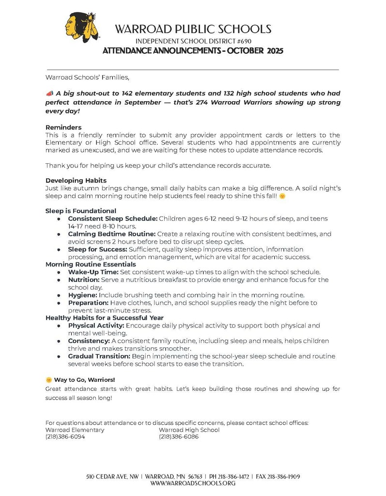 October 2025 Attendance  Announcements