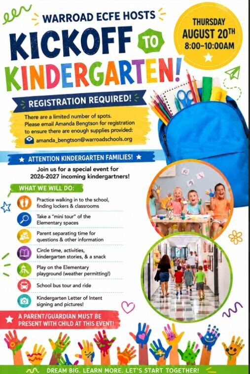 Kickoff to Kindergarten 2026-2027! Only a few spots left!
