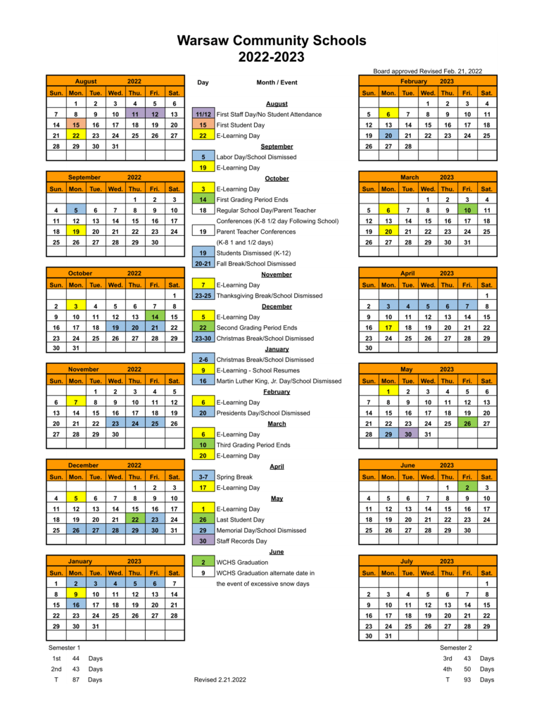 Calendar Update: 2022-2023 | Lincoln Elementary School