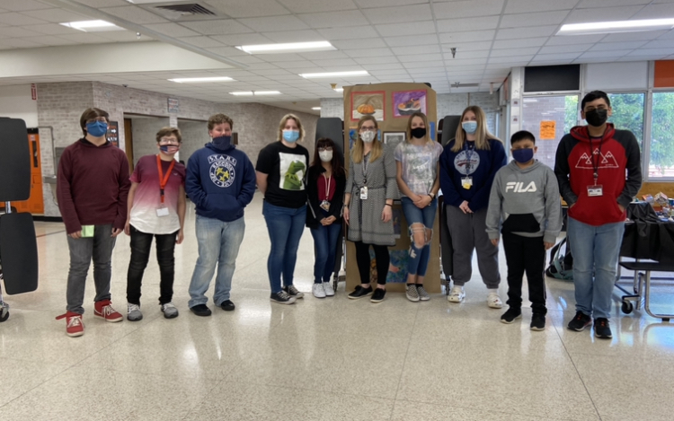 Lakeview Art Students with teacher