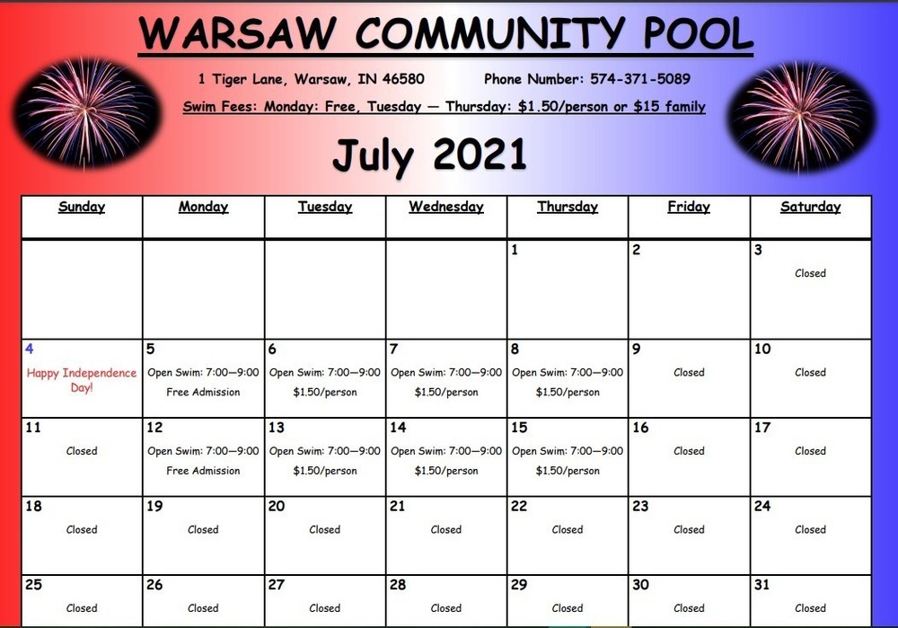 Pool Calendar