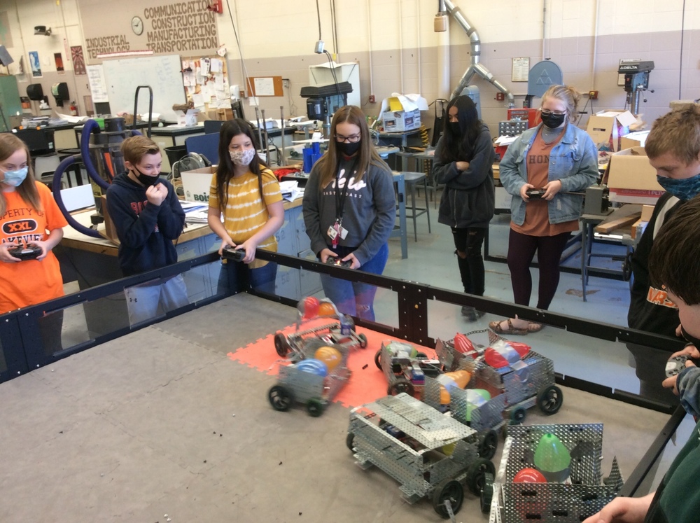 Students with VEX robots