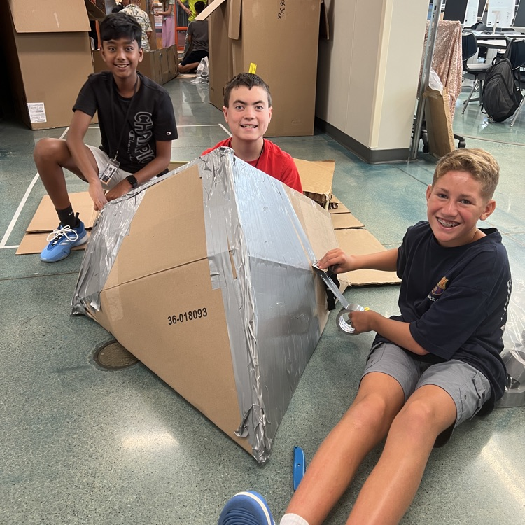 Students are hard at work building their boats for Winona’s Cardboard Regatta  