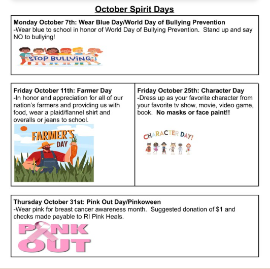 October Spirit Days | E.T. Wyman Elementary