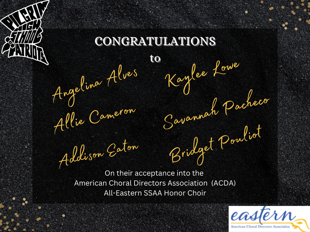 Black sparkly background announcing students acceptance