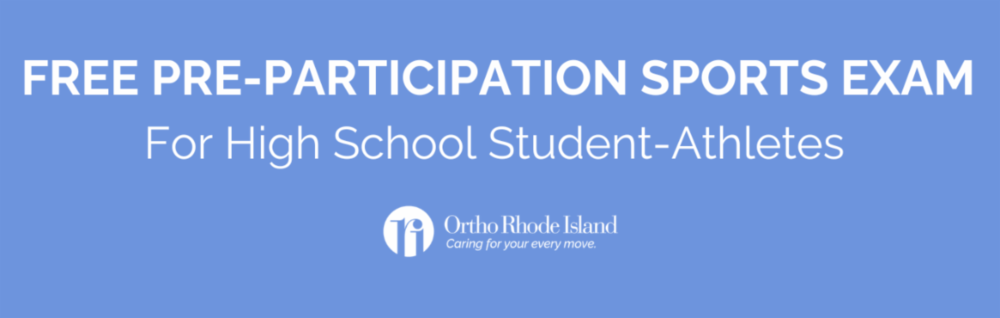 Text: Free Pre-Participation Sports Exam for high school student-athletes