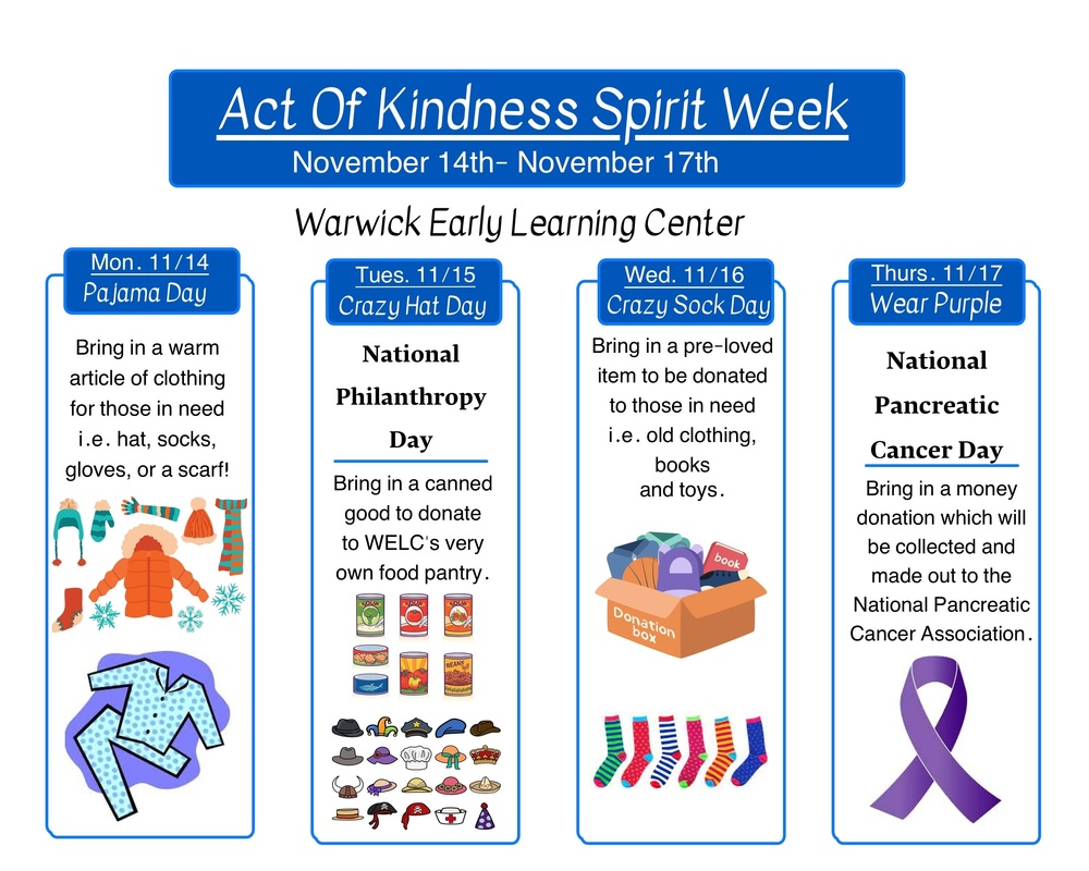 Act Of Kindness Spirit Week Warwick Early Learning Center At John