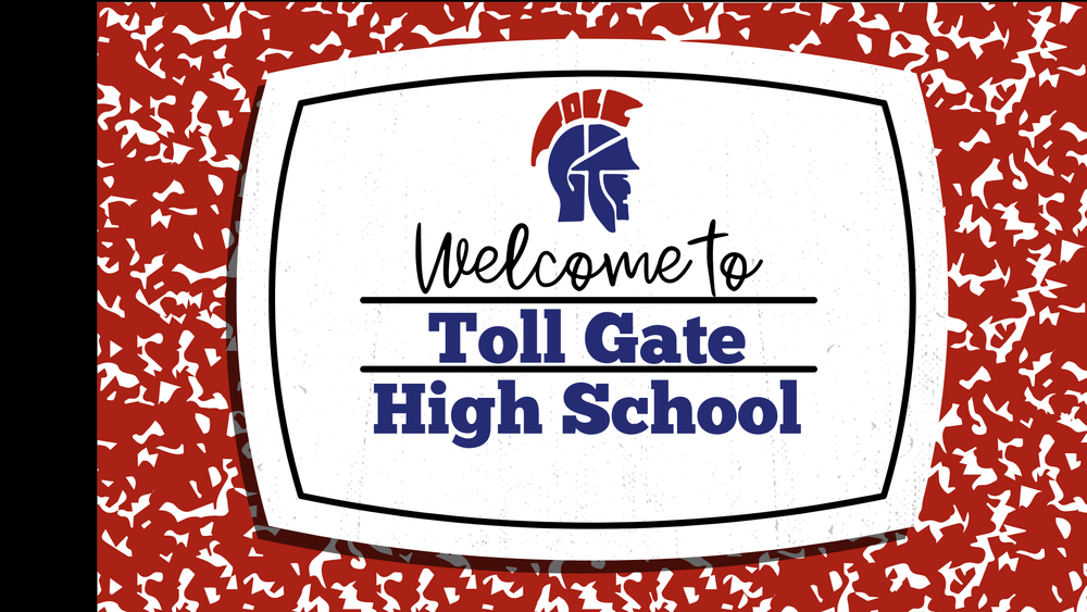 composition book with the school logo and words: welcome to Toll Gate High school