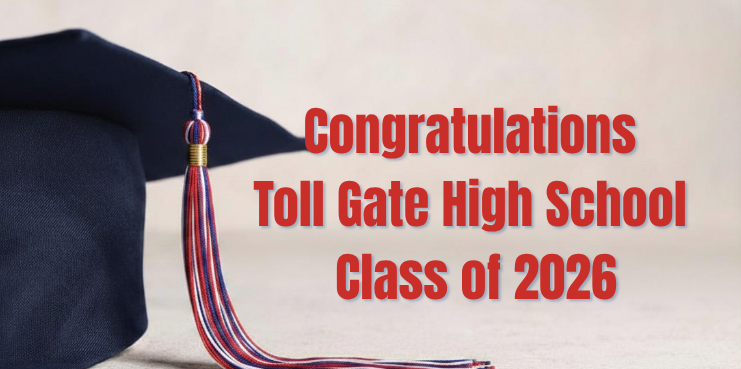 cap and tassel background with text: Congratulations to the Class of 2026