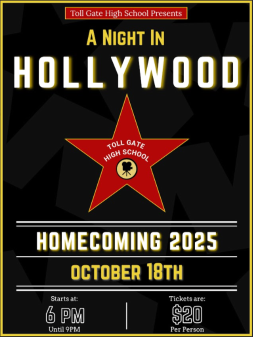 Flyer black background with red star and movie camera.