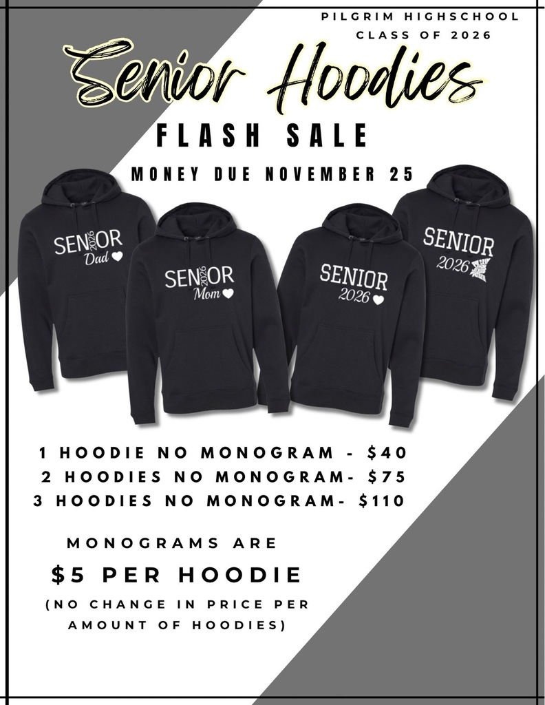 Black and White flier with Black hoodies and information about buying the hoodies