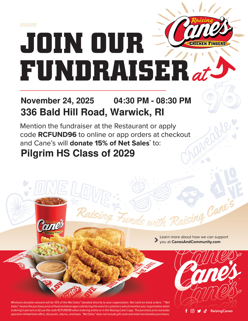 Image of chicken finger dinner and info for fundraiser