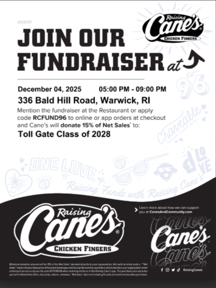 Decorative flyer with Raising Cane's logo
