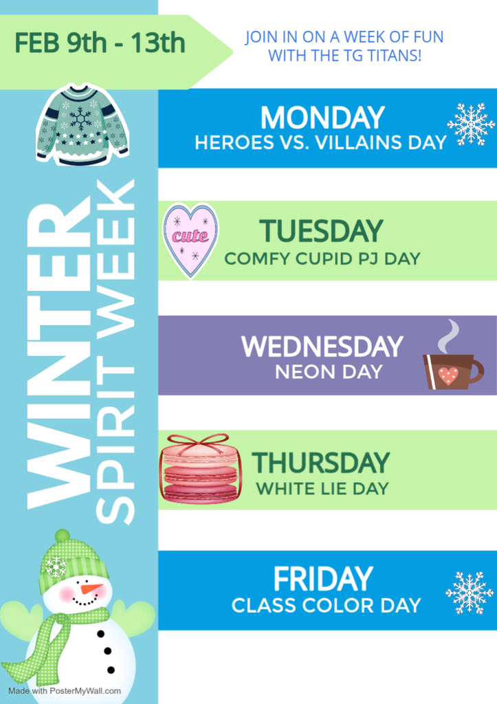 Flyer for Winter Spirit week