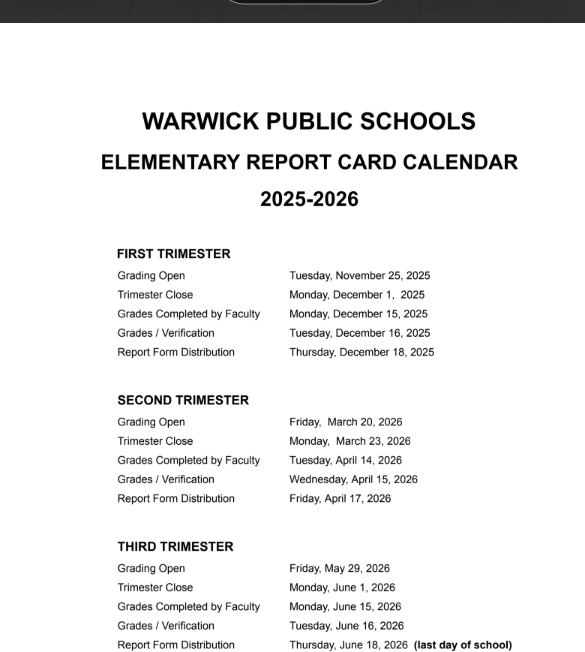 Report Card Calendar UPDATED
