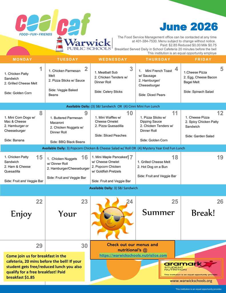Updated June Menu