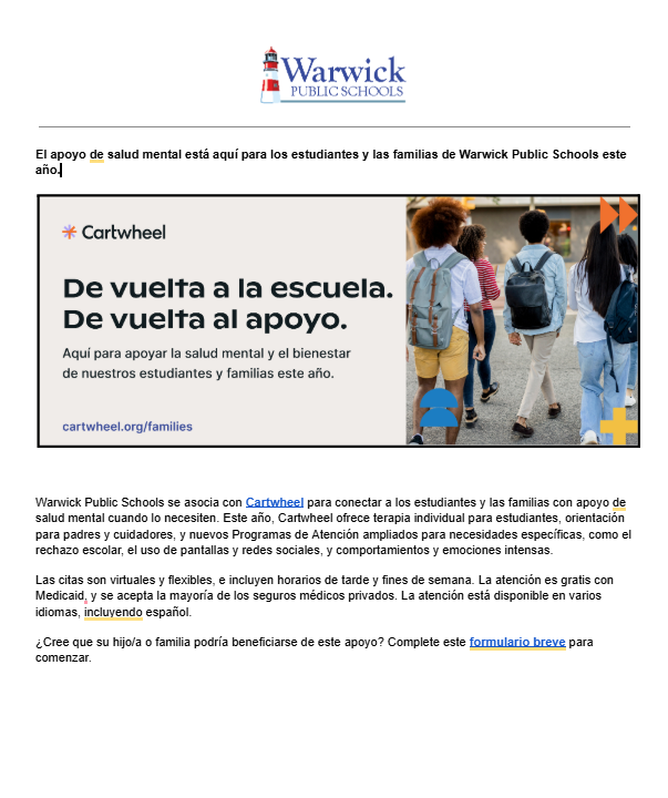 De vuelta a la escuela.  De vuelta al apoyo.