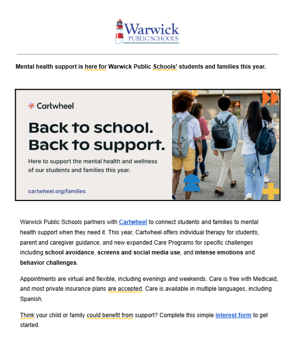 Cartwheel Back-To-School Newsletter