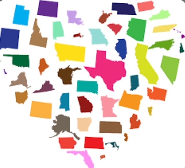 State in bright colors forming a heart