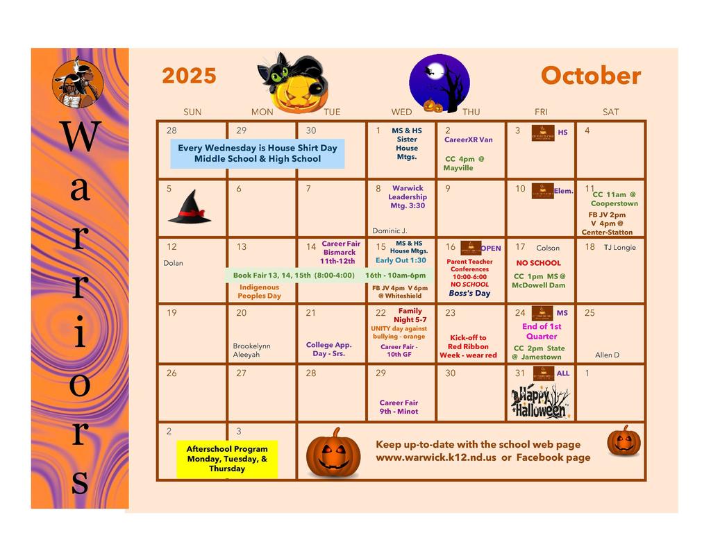 Updated October Calendar